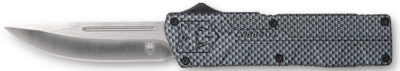 CobraTec Knives CFCTLWDNS Lightweight  3.25″ OTF Drop Point Plain D2 Steel Blade/Carbon Fiber Aluminum Handle Includes Pocket Clip