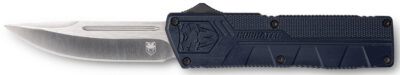 CobraTec Knives NYCTLWDNS Lightweight  3.25″ OTF Drop Point Plain D2 Steel Blade/NYPD Blue Aluminum Handle Includes Pocket Clip