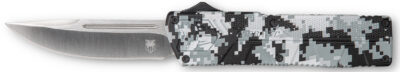 CobraTec Knives WDCCTLWDNS Lightweight  3.25″ OTF Drop Point Plain D2 Steel Blade/Winter Digi Camo Aluminum Handle Includes Pocket Clip
