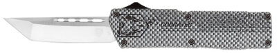 CobraTec Knives CFCTLWTNS Lightweight  3.25″ OTF Tanto Plain D2 Steel Blade/Carbon Fiber Aluminum Handle Includes Pocket Clip