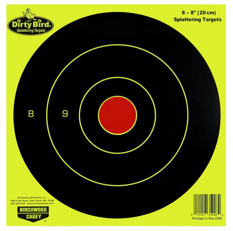 Birchwood Casey 35950 Dirty Bird Bullseye Paper Hanging Pistol/Rifle Black/Yellow 50 Per Pkg