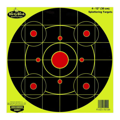 Birchwood Casey 35912 Dirty Bird Sight-In Circle Paper Hanging Pistol/Rifle 12″ Black/Red 4 Per Pkg