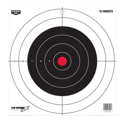 Birchwood Casey 37013 EZE-Scorer  12″ Bullseye Paper Hanging Pistol/Rifle Black/Red 13 Per Pkg