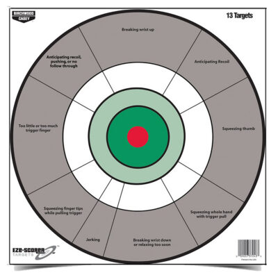 Birchwood Casey 37245 EZE-Scorer  12″ Bullseye Paper Hanging Gray/White 13 Per Pkg