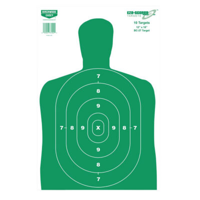 Birchwood Casey 37204 EZE-Scorer BC-27 Silhouette Paper Hanging Universal 12″ x 18″ Green/White 10 Pk.