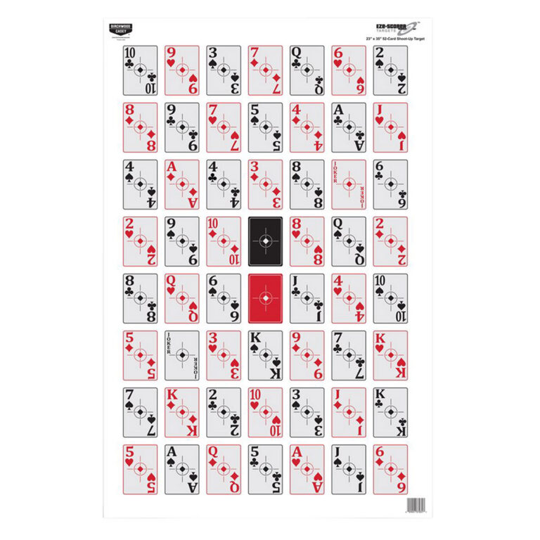 Birchwood Casey 37026 EZE-Scorer 52-Card Shoot-Up Paper 23" x 35" 52 Playing Car