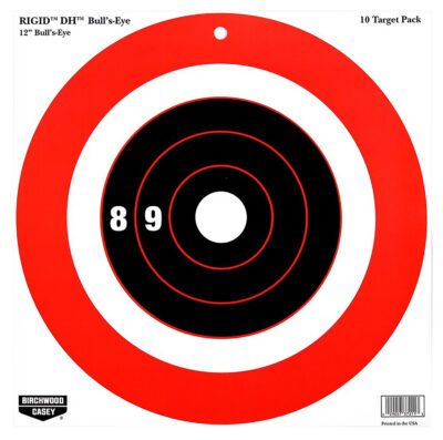 Birchwood Casey 37211 Rigid DH Bullseye Tagboard Hanging 12″ x 12″ Black/Orange 10 Pk.