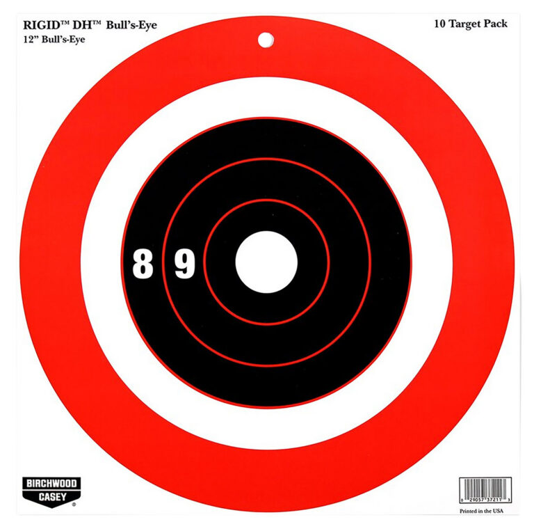 Birchwood Casey 37211 Rigid DH Bullseye Tagboard Hanging 12" x 12" Black/Orange 10 Pk.