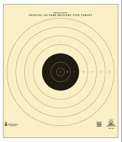 Action Target SR1100 Sighting Military Bullseye Tagboard Hanging 100 yds 21″ x 21″ Black/White 100 Per Box