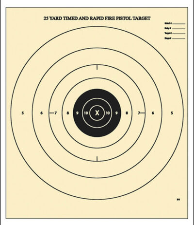 Action Target B8100 Competition NRA Time & Rapid Fire Bullseye Heavy Paper Hanging 25 yds Handgun 21″ x 24″ Black/White 100 Per Box