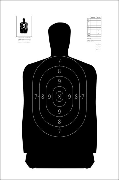 Action Target S29100 Qualification  Silhouette Heavy Paper Hanging 11.50″ x 22″ Black/White 100 Per Box