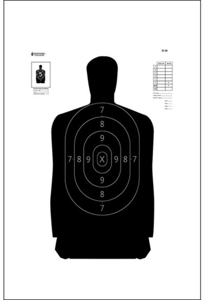 Action Target B34100 Qualification  Silhouette Paper Hanging 25 yds 17.50″ x 23″ Black/White 100 Per Box