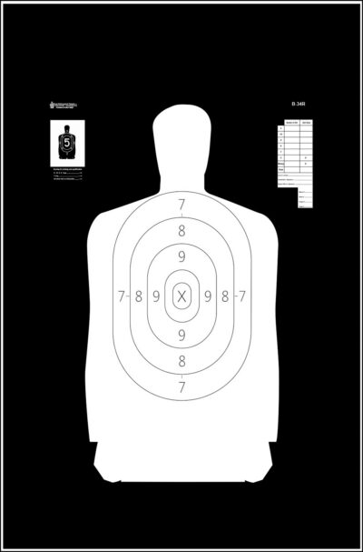 Action Target B34R100 Qualification Reverse Silhouette Paper Hanging 25 yds 17.50″ x 23″ Black/White 100 Per Box