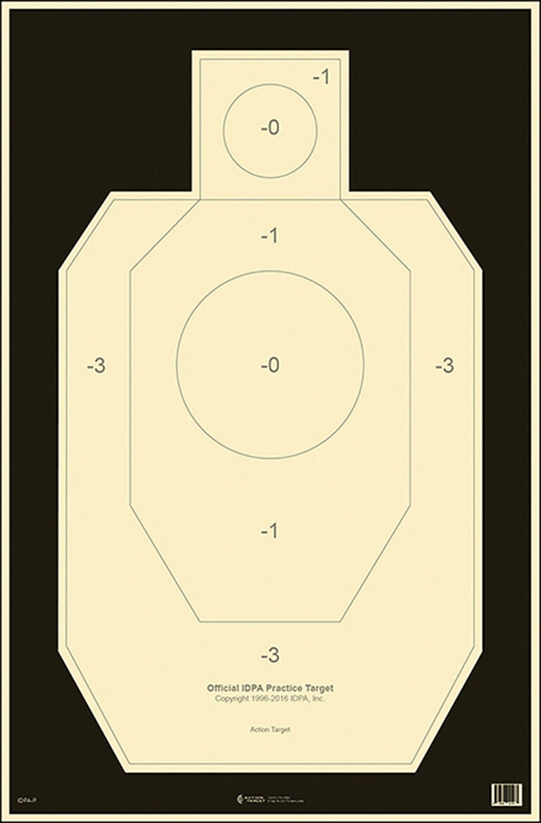 Action Target, IDPA-P, Officially Licensed IDPA Practice Target, Black/White, 23"x35", 100 Per Box
