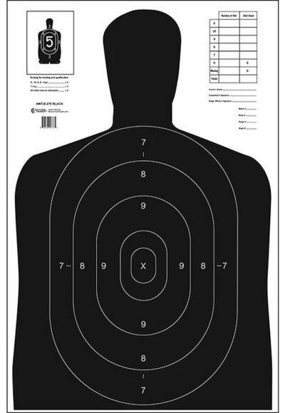 Action Target B27EBLACK100 Qualification Economy Silhouette Paper Hanging 23″ x 35″ Black/White 100 Per Box