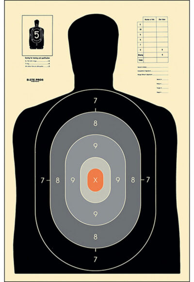 Action Target B27EPROS100 Qualification Pros Silhouette Paper Hanging 23″ x 35″ Black/Gray/White 100 Per Box