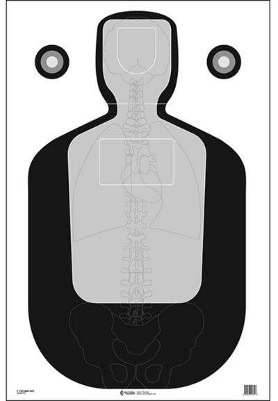 Action Target FTQ19ANTAV2100 Qualification  Silhouette/Vitals Paper Hanging 23″ x 35″ Black/Gray 100 Per Box