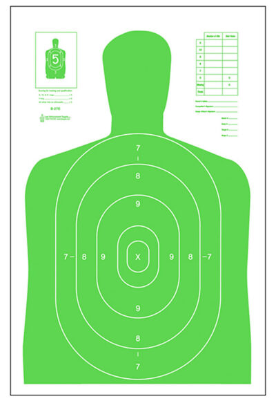 Action Target B27ELGR100 Qualification High Visibility Silhouette Paper 23″x35″ Fluorescent Green/White 100 Per Box