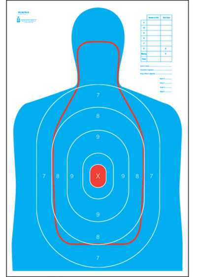 Action Target RCB27EQ100 Qualification B-27E & FBI Q Combo Silhouette Hanging Paper 23″ x 35″ Blue/White 100 Per Box