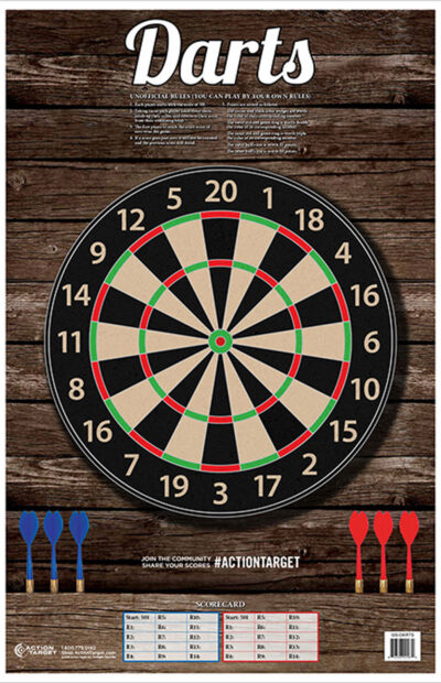 Action Target GSDARTS100 Entertainment  Dart Board Paper Hanging 23″ x 35″ Multi-Color 100 Per Box