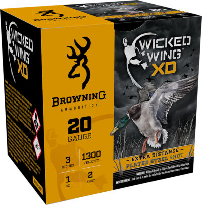 Browning Ammo B193412032 Wicked Wing XD  20Gauge 3″ 1oz 2Shot 25 Per Box/10 Case