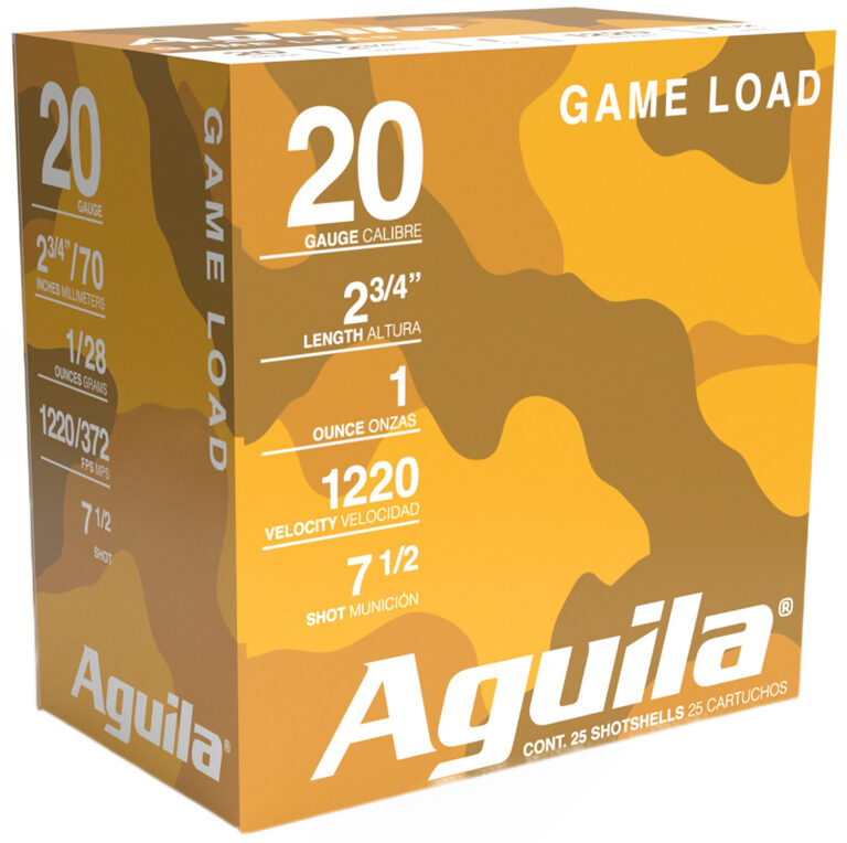 Aguila Ammo 20ga 2-3/4'' 1oz #7.5 25rd HIGH VELOCITY GAME LOAD 20 GAUGE 2-3/4'' 1OZ #7.5 SHOT 25/BOX