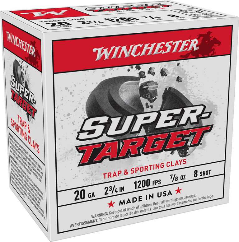 SUPER TARGET 20 GAUGE 2-3/4'' #8 SHOTGUN AMMO SUPER TARGET 20 GAUGE 2-3/4'' 7/8OZ #8 SHOT 25/BOX