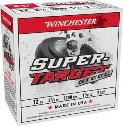 SUPER TARGET 12 GAUGE 2-3/4” #7 SHOT SHOTGUN AMMO SUPER TARGET 12 GAUGE 2-3/4” 1-1/8 OZ #7 SHOT 25/BOX