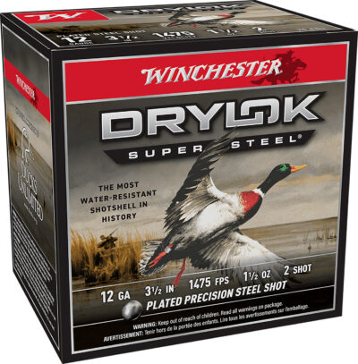 Winchester Ammo SSH12LH2 Drylok Super Steel High Velocity 12Gauge 3.50″ 1 1/2oz 2Shot 25 Per Box/10 Case