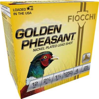 GOLDEN PHEASANT 12 GAUGE AMMO GOLDEN PHEASANT 12 GAUGE 2-3/4” 1-3/8OZ #4 SHOT 25/BOX