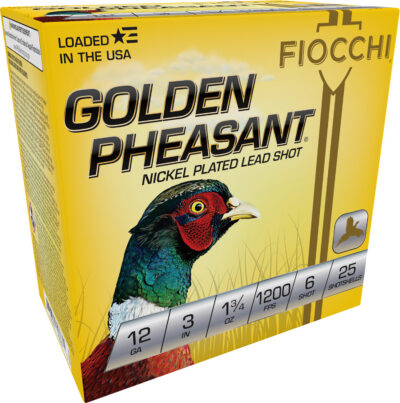 GOLDEN PHEASANT 12 GAUGE AMMO GOLDEN PHEASANT 12 GAUGE 3” 1-3/4OZ #6 SHOT 25/BOX