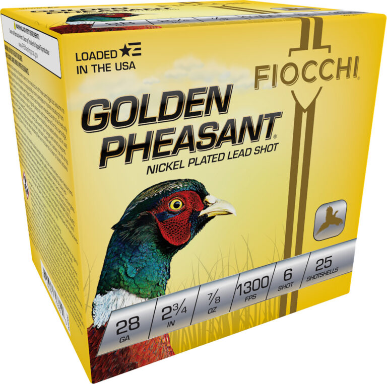 GOLDEN PHEASANT 28 GAUGE 2-3/4'' #6 SHOT SHOTGUN AMMO GOLDEN PHEASANT 28 GAUGE 2-3/4'' 7/8OZ #6 SHOT 25/BOX
