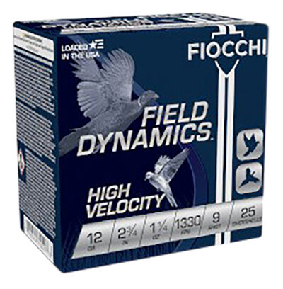 Fiocchi 12HV9 Field Dynamics High Velocity 12Gauge 2.75″ 1 1/4oz 9Shot 25 Per Box/10 Case