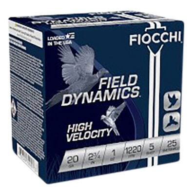Fiocchi 20HV5 Field Dynamics High Velocity 20Gauge 2.75″ 1oz 5Shot 25 Per Box/10 Case