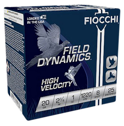 FIOCCHI UPLAND GAME LOAD 20 GAUGE SHOT SHELLS UPLAND GAME 20 GAUGE 2-3/4” 1OZ #8 SHOT 25/BOX