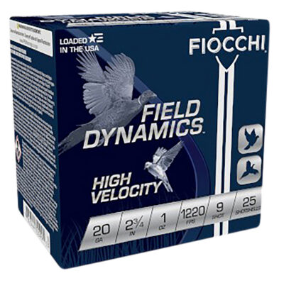 Fiocchi 20HV9 Field Dynamics High Velocity 20Gauge 2.75″ 1oz 9Shot 25 Per Box/10 Case