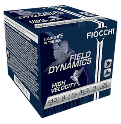 Fiocchi 410HV9 Field Dynamics High Velocity 410Gauge 3″ 11/16oz 9Shot 25 Per Box/10 Case
