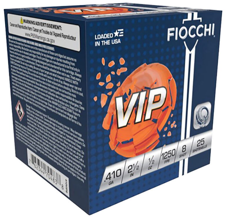 VIP TARGET 410 BORE 2-3/4'' # 8 SHOT SHOTGUN AMMO VIP TARGET 410 BORE 2-3/4'' 1/2OZ #8 SHOT 25/BOX