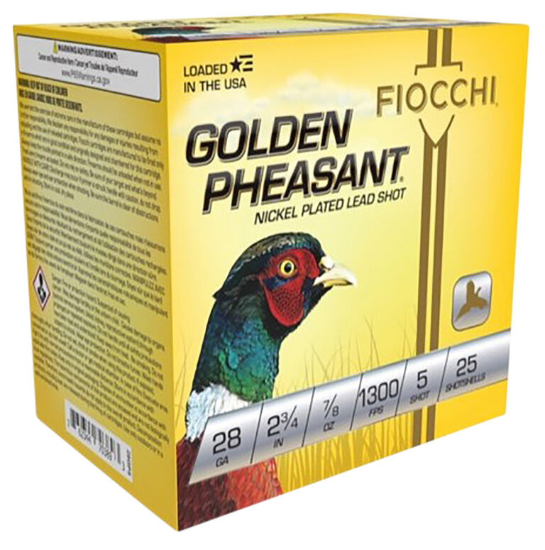 Fiocchi 28GP5 Exacta Golden Pheasant 28 Gauge 2.75" 7/8 oz 5 Shot 25 Bx/ 10 Cs