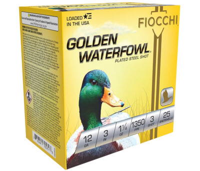 Fiocchi 123SGW3 Golden Waterfowl  12Gauge 3″ 1 1/4oz 3Shot 25 Per Box/10 Case