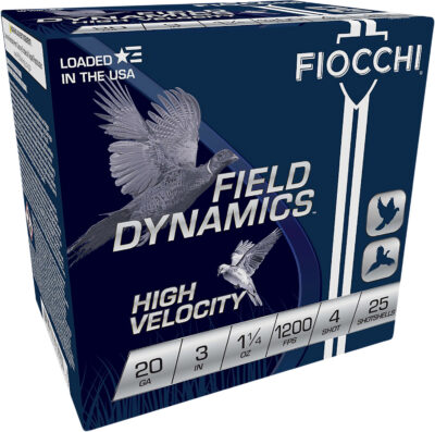 Fiocchi 203HV4 Field Dynamics High Velocity 20Gauge 3″ 1 1/4oz 4Shot 25 Per Box/10 Case