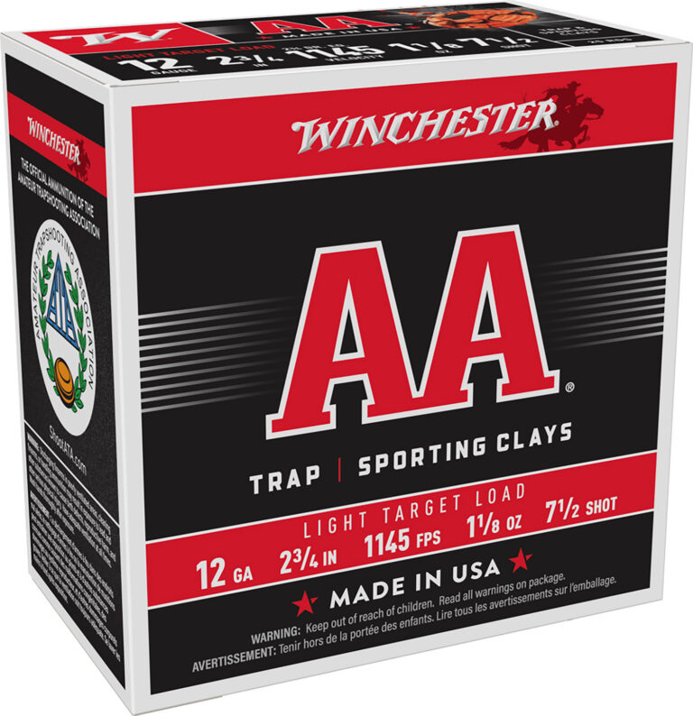 AA LIGHT 12 GAUGE 2-3/4'' #7.5 SHOT SHOTGUN AMMO AA LIGHT 12 GAUGE 2-3/4'' 1-1/8 OZ #7.5 SHOT 25/BOX