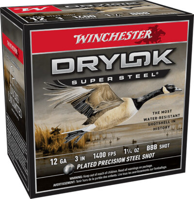 WINCHESTER DRYLOK SUPER STEEL 12 GA 3″ BBB  1-1/4 OZ 25 RD/BX 10 BX/CS