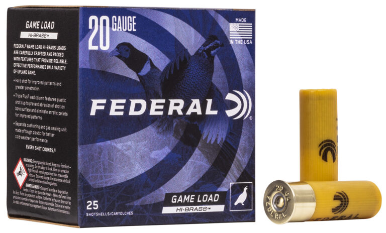GAME LOAD UPLAND HI-BRASS 20 GAUGE #5 SHOT SHOTGUN AMMO GAME LOAD UPLAND HB 20 GAUGE 2-3/4'' 1OZ #5 SHOT 25/BOX