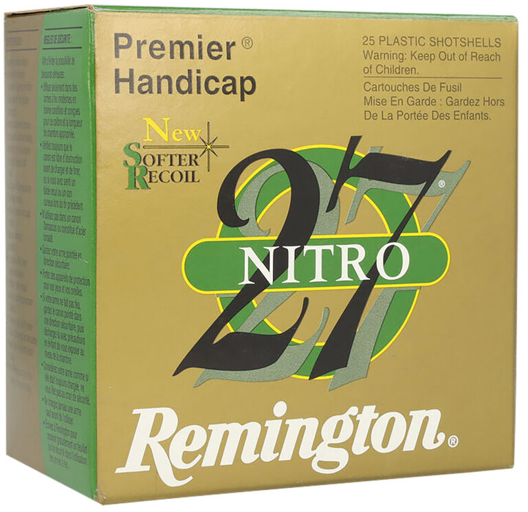 NITRO 27 PREMIER HANDICAP 12 GAUGE 2-3/4'' #7.5 SHOT SHOTGUN AMMO NITRO 27 PREMIER HANDICAP 12GA 2-3/4'' 1-1/8OZ #7.5 SHT 25/BX