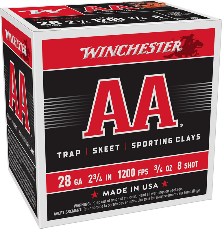 AA 28 GAUGE 2-3/4'' #8 SHOT SHOTGUN AMMO AA 28 GAUGE 2-3/4'' 3/4 OZ #8 SHOT 25/BOX