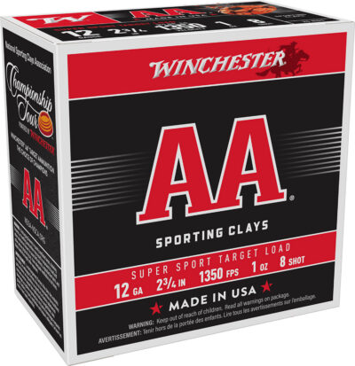 Winchester Ammo AASCL128 AA Super Sport Sporting Clay 12Gauge 2.75″ 1oz 8Shot 25 Per Box/10 Case