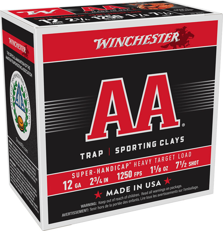 AA SPORTING CLAYS 12 GAUGE 2-3/4 #7.5 SHOT SHOTGUN AMMO AA SPORTING CLAYS 12 GAUGE 2-3/4'' 1-1/8 OZ #7.5 SHOT 25/BOX