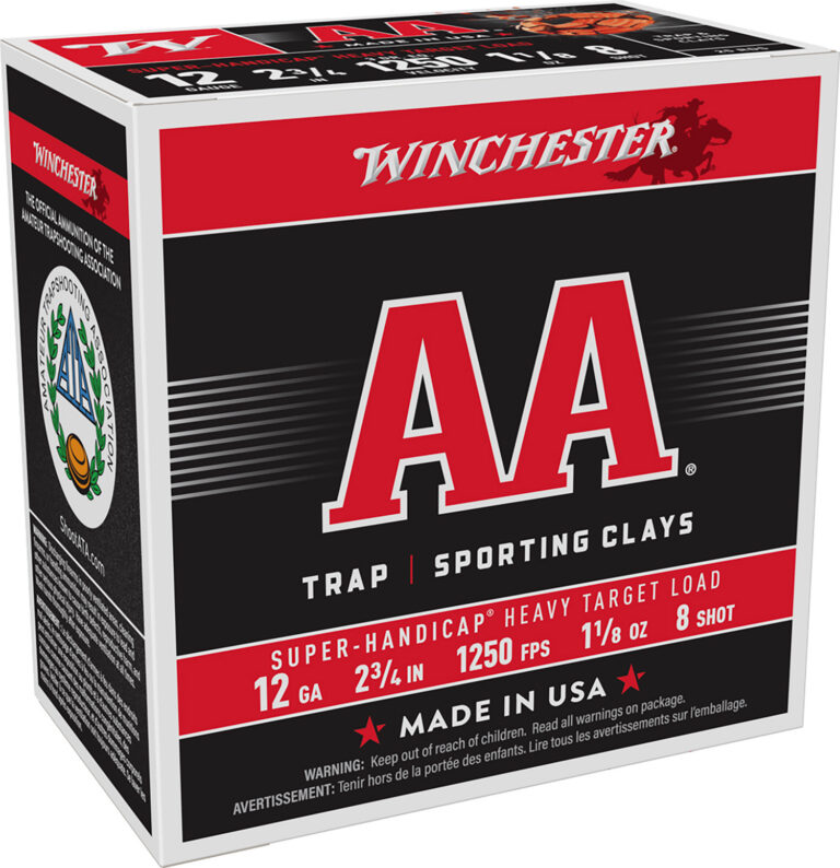 AA SPORTING CLAYS 12 GAUGE 2-3/4'' #8 SHOT SHOTGUN AMMO AA SPORTING CLAYS 12 GAUGE 2-3/4'' 1-1/8 OZ #8 SHOT 25/BOX
