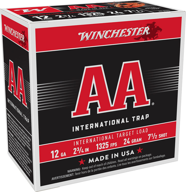 AA INTERNATIONAL 12 GAUGE 2-3/4'' #7.5 SHOT SHOTGUN AMMO AA INTERNATIONAL 12 GAUGE 2-3/4'' 7/8 OZ #7.5 SHOT 25/BOX
